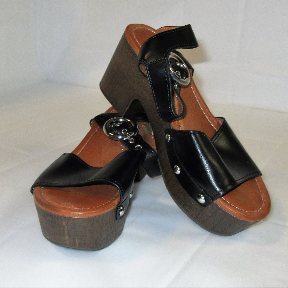Nine West Women's Clog Platform Sandals Black Size 6.5M